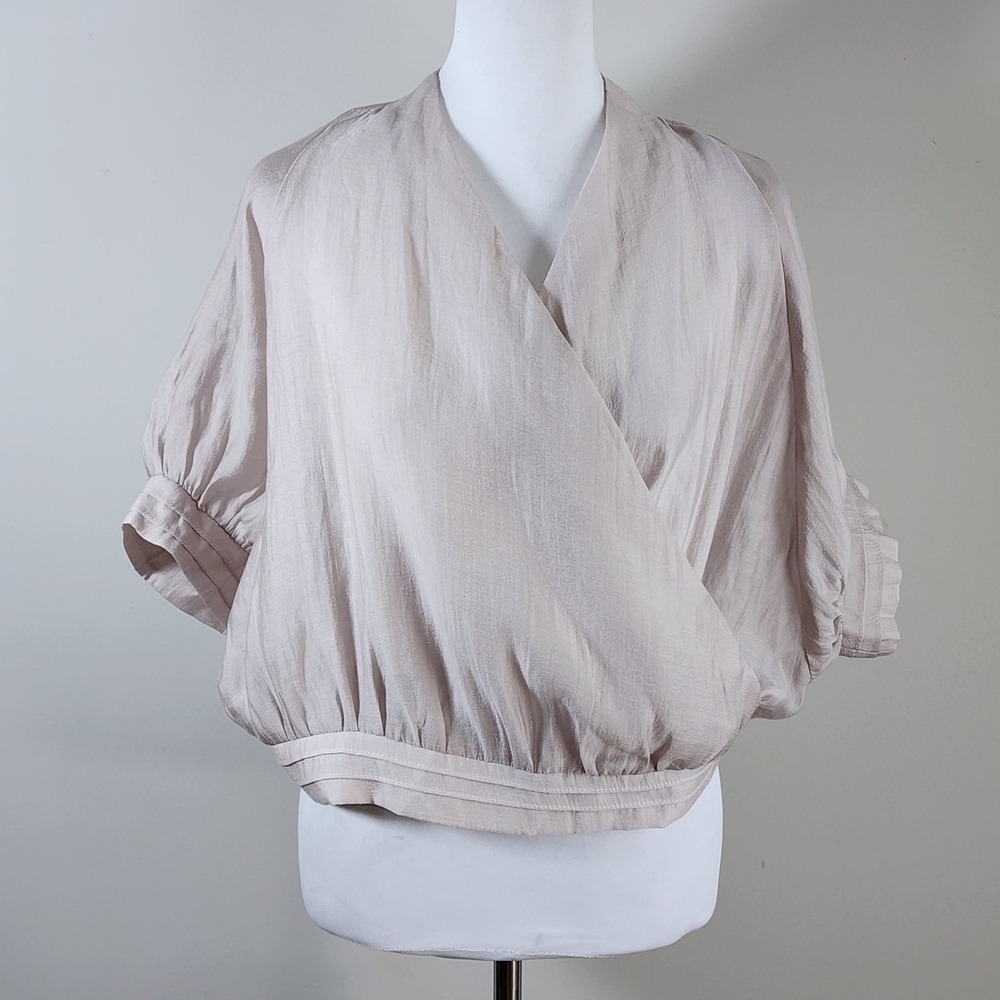Dazy Wrap Blouse Womens XL Pink Surplice Dolman Balletcore Feminine Romantic